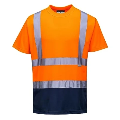Abbildung von Portwest Zweifarbiges Warnschutz T Shirt, Größe: M, Farbe: Orange/Marine, S378ONRM