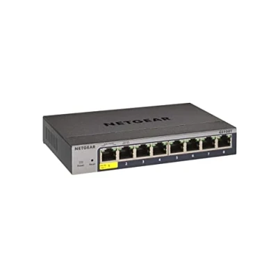 Abbildung von Netgear GS108T Managed Switch 8 Port Gigabit Ethernet LAN Smart (1x PD Port, Netzwerk Managed, lokale WebGUI oder Remote Insight Cloud, lüfterlos, ProSAFE Lifetime Garantie)