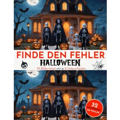Abbildung von Finde den Fehler Halloween Edition 32 Suchbilder Rätsel je 8 Fehlersuchbuch für Jugendliche und Erwachsene