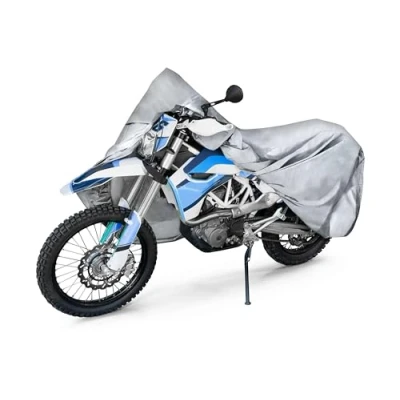 Abbildung von WALSER Motorrad Abdeckplane All Weather Basic XL, 100% wasserdichte Outdoor Plane, Plane Ganz Jahres Schutz, Motorrad, Zubehör Silber 255x110x135 cm