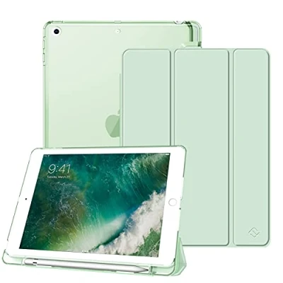 Abbildung von Fintie Hülle mit Pencil Halter für iPad 9.7&quot; 2018/2017 Ultradünn Superleicht Schutzhülle transparenter Rückseite Abdeckung Cover Auto Schlaf/Wach 6. / 5. Generation, Grün