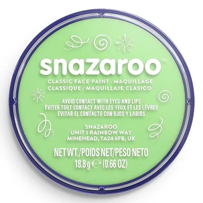 Abbildung von Snazaroo 1118400 Schminkfarbe Blassgrün, 18ml Topf hautfreundliche Gesichtschminke auf Wasserbasis, wasservermalbar, parabenfrei, Face &amp; Bodypaint Farbe für Kinder Erwachsene