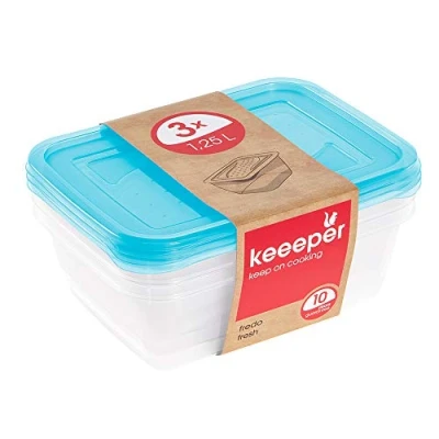 Abbildung von keeeper Frischhaltedosenset 3 teilig, x 1,25 l, 20,5 15,5 6,5 cm, Fredo Fresh, Blau Transparent