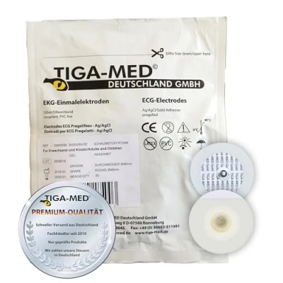Abbildung von EKG Elektroden mit Nassgel/Liquidgel 48 mm 120 Stück Einmalelektroden Einmal Klebe Typ: Tiga Med Profi Qualität!