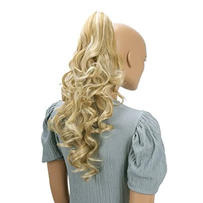 Abbildung von CAISHA by PRETTYSHOP 50cm Haarzopf Sarah Haarteil mit Butterflyklammer Pferdeschwanz Haarverlängerung Voluminös Gewellt Blond Mix H32a
