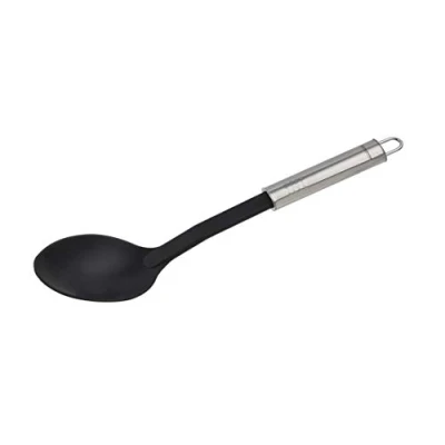 Abbildung von FACKELMANN Servierlöffel 31 cm OVALGRIFF, Vorlegelöffel für beschichtete Pfannen und Töpfe, Küchenhelfer aus hochwertigem Edelstahl Kunststoff (Farbe: Silber/Schwarz), Menge: 1 Stück