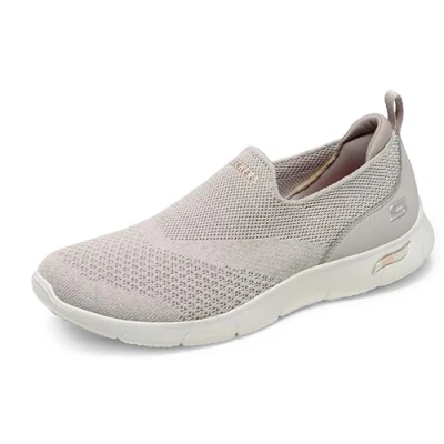Abbildung von Skechers Arch Fit Refine Don&#039;t Go Damen Trainer, Taupe Heathered Knit Peach Trim, 37 EU
