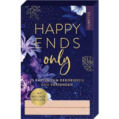 Abbildung von myNOTES Papeterie: Kartenbox Romance: HAPPY ENDS ONLY 25 Karten mit Holzaufsteller, perfektes Geschenk für (Dark) Romance Fans