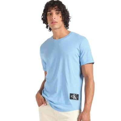 Abbildung von Calvin Klein Jeans Badge TURN UP Sleeve Tshirt basic, Herren, Größe: XS, Dusk blue