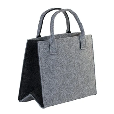 Abbildung von Brandsseller Praktische Einkaufstasche Shoppingbag Freizeittsche Aufbewahrungsbehälter aus Filz ca. 35 x 20 28 cm Hellgrau/Dunkelgrau