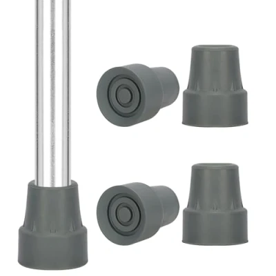Abbildung von supregear Gummigleiter für Gehstock (4er Pack), Rutschfeste 19 mm Gleiter mit Metalleinsätzen Zubehör Gehstöcke, Grau