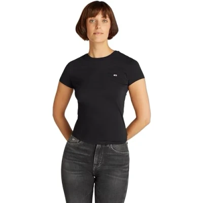 Abbildung von Tommy Jeans SLIM C NECK TEE Tshirt basic, Damen, Größe: 42, Black
