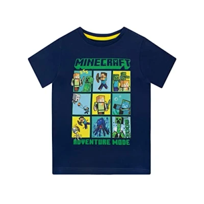 Abbildung von Minecraft Jungen Creeper and Steve T Shirt Blau 152