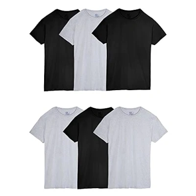Abbildung von Fruit of the Loom Herren Stay Tucked Crew T Shirt, Regular 6er Pack schwarz/grau, Klein
