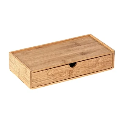 Abbildung von WENKO Bambus Box Terra mit Schublade, Versteckte Aufbewahrung von kleinen Utensilien, 28 x 6 14 cm, Natur
