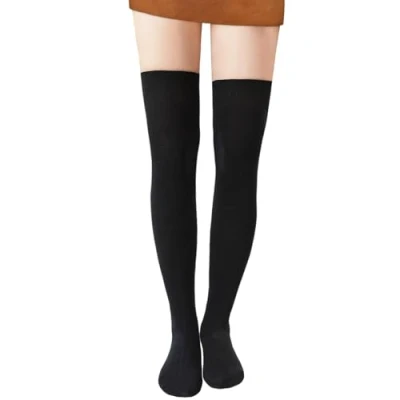 Abbildung von DRESHOW Kniestrümpfe Overknee Strümpfe Damen Oberschenkelhohe Socken Langer Stiefel für Mädchen Baumwolle Strick Beinwärmer