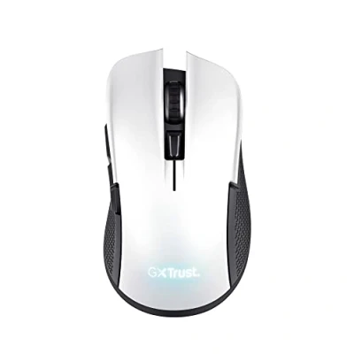 Abbildung von Trust Gaming GXT 923W Ybar Wiederaufladbare Kabellose Maus, Geringer Latenz 2.4GHz, 50 Stunden Akkulaufzeit, 200 7200 DPI, 69% Recyclingkunststoff, PC, Laptop, Computer, Windows Weiß