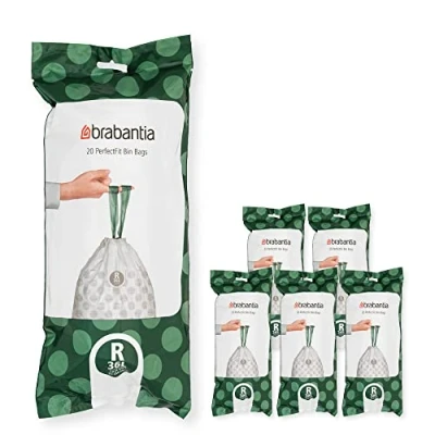 Abbildung von Brabantia Müllbeutel PerfectFit Multipack (Code R / 36L) Extra Starke Müllsäcke mit Zugband, 6 rollen (120 Müllbeutel)