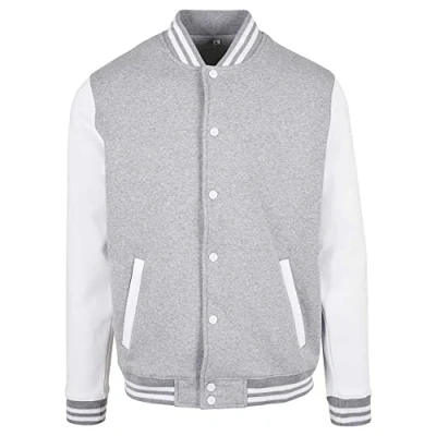 Abbildung von Build Your Brand Herren BB004 Basic College Jacket Jacke, Heather Grey/White, L