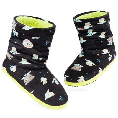 Abbildung von Disney Stitch Winter Hausschuhe Damen Mit Rutschfester Sohle Reißverschluss Baby Yoda Flauschige (Mehrfarbig Yoda, 40 41 EU)