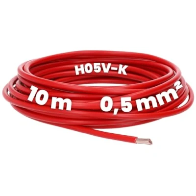 Abbildung von Kalitec 10 Meter H05V K 0,5 mm² rotI Kabel 0,5mm2 als Verdrahtungsleitung I flexible Aderleitung PVC Einzelader Litze Schaltdraht