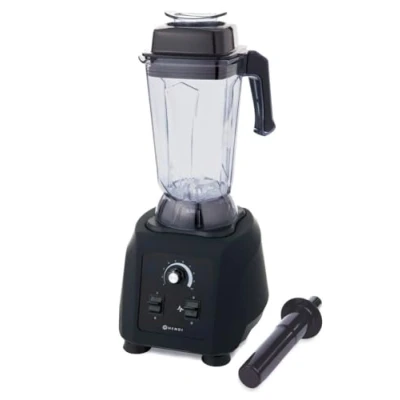 Abbildung von HENDI Standmixer, Hochleistungsmixer, Manuell, temperaturbeständig 40˚C bis 90˚C, Inkl. 2,5 Liter Kanne und Deckel, Smoothie Cocktails Desserts, 1680W, 270x250x(H)550mm, ABS Kunststoff, Polycarbonat