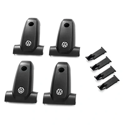 Abbildung von Volkswagen 2K0071738 Abdeckkappen (4 Stück) Grundträger Kappe Dachgepäckträger, mit VW Logo, schwarz