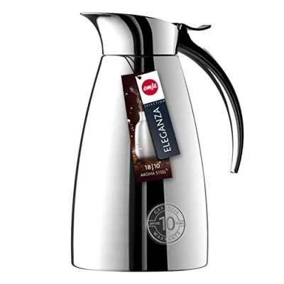 Abbildung von Emsa Eleganza Isolierkanne 502488 0,6 L Fassungsvermögen Easy Open Verschluss 12h heiß, 24h kalt Edelstahl