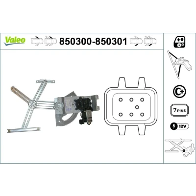 Abbildung von Valeo Fensterheber vorne links elektrisch mit Elektromotor Komfortfunktion 850300