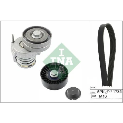 Abbildung von INA 529 0505 10 Keilrippenriemensatz Generatorfreilauf prüfen und ggf. erneuern VOLKSWAGEN: GOLF 5, Passat B6 Variant, 6, SKODA: Octavia 2 Combi