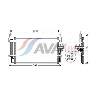 Abbildung von PRASCO HY5092D Klimakondensator mit Trockner 13,0 8,5 Aluminium 560