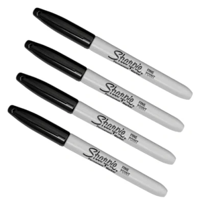 Abbildung von Sharpie Permanentmarker, feine Spitze, schwarze Tinte, 4 Stück