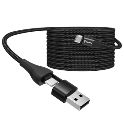 Abbildung von Magtame USB C Kabel, 1.5M Magnetische A/C zu Spirale Geflochtenes Nylon Typ Schnellladekabel Kompatibel für Phone15, Samsung Galaxy und andere Gerät