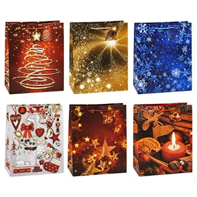 Abbildung von TSI Geschenktüten WEIHNACHTEN SERIE 8, 12er Packung, Größe: Groß (HxBxT 32 x 26 13,5 cm), Art. Nr. 83318