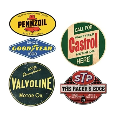 Abbildung von #300 / Vintage Öl Aufkleber Set 5X Breite je Sticker ca. 6,5cm Castrol STP Good Year Pennzoil Valvoline Oldtimer Hot Rod Retro