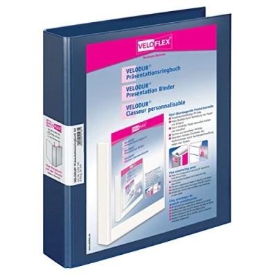 Abbildung von VELOFLEX 4148150 Präsentations Ringbuch Velodur, DIN A4, 4 Ring Mechanik, 272 x 315 46 mm, mit Außentaschen,blau