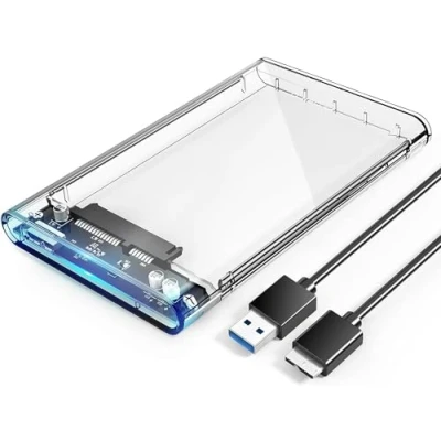 Abbildung von ORICO Festplattengehäuse 2,5&#039;&#039; USB 3.0 auf SATA Externes Gehäuse für 7mm 9,5 mm 2,5 Zoll HDD und SSD, Werkzeugfreie UASP Beschleunigung (Transparent) 2139U3
