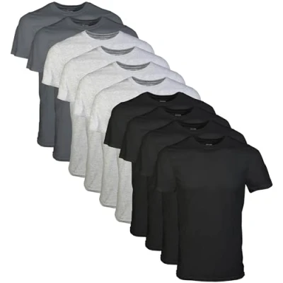 Abbildung von Gildan Herren Crew T Shirts Multipack Style G1100, Schwarz/Sportgrau/Anthrazit (10er Pack), Klein