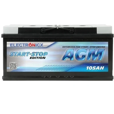 Abbildung von Electronicx Agm Autobatterie 105ah 12v Wartungsfreie, Auslaufsichere Starterbatterie Für Start stopp Fahrzeuge Schnellladefähig Und Langlebig Batterie Autos Transporter