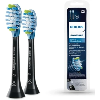 Abbildung von Philips Sonicare Original C3 Premium Plaque Defence Standard Schallzahnbürstenköpfe 2er Pack in Schwarz (Modell HX9042/33)