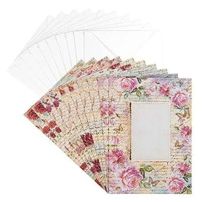 Abbildung von Ideen mit Herz Grußkarten Set Umschlägen 10 Motiv Karten blanko bunt neutral Ideal für Glückwünsche zum Geburtstag, Hochzeit, uvm. Din B6 (Rosen 01)