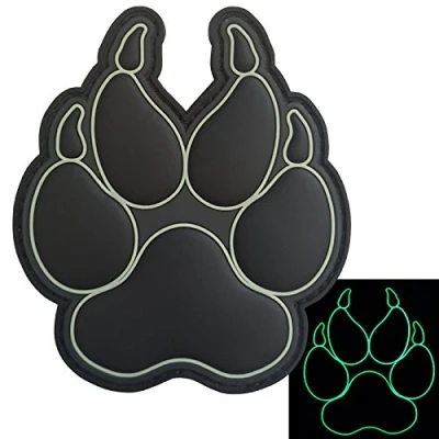 Abbildung von All Black Blackout Glow Dark K 9 Paw K9 Handler Dogs of War Morale Army Gear PVC Fastener Patch