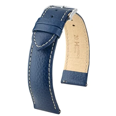 Abbildung von HIRSCH Unisex Uhrenarmband Büffel Style Modell Kansas 18 mm Blau/Ivory