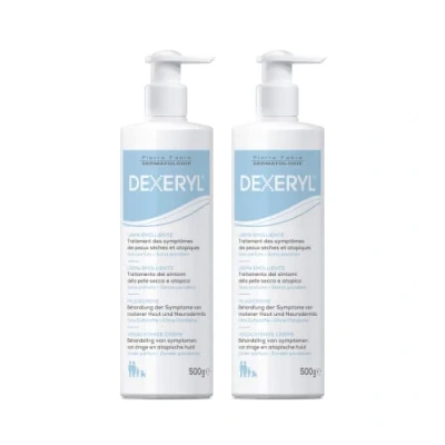 Abbildung von Dexeryl Creme 2x 500g: Pflege und Schutz für trockene Haut insbesondere bei verschiedenen Hauterkrankungen wie Neurodermitis. Parfümfrei ohne Parabene