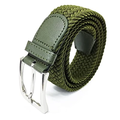 Abbildung von Glamexx24 Unisex Elastischer Stoffgürtel Geflochtener Stretchgürtel Dehnbarer Gürtel für Damen und Herren, Dunkelblau, 105cm