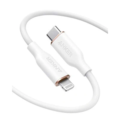 Abbildung von Anker Powerline III Flow, USB C Lightning Kabel, 180cm auf Kabel kompatibel mit iPhone 14/13/12/11 Serie, AirPods Pro, MFi Zertifiziert, Silikagel (in Schneeweiß)