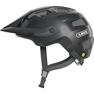 Abbildung von ABUS MTB Helm MoTrip MIPS Fahrradhelm für einen sicheren Einstieg in den Mountainbikesport mit Aufprallschutz Damen und Herren Schwarz Glänzend, Größe S
