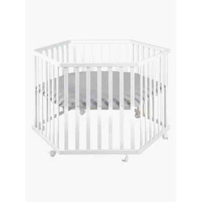 Abbildung von roba® Laufgitter »Style weiß, 6 eckig«, bis 15 kg, mit Laufgittereinlage silbergrau