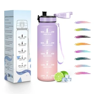 Abbildung von HoneyHolly Trinkflasche Kinder 500ML, Wiederverwendbar Mit Zeitskala, Wasserflasche, Auslaufsicher Sportflasche, Sport für Laufen, Radfahren, Arbeiten, Schule, Fitnessstudio