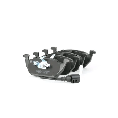 Abbildung von BOSCH 0 986 494 019 Bremsbelagsatz Low Metallic mit integriertem Verschleißsensor Kolbenclip VOLKSWAGEN: Golf 6, Jetta 4, Caddy 3 kfzteile, mister